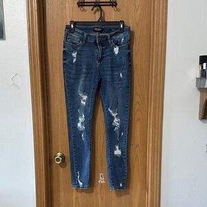 Judy Blue Ripped Dark Blue Skinny Jeans